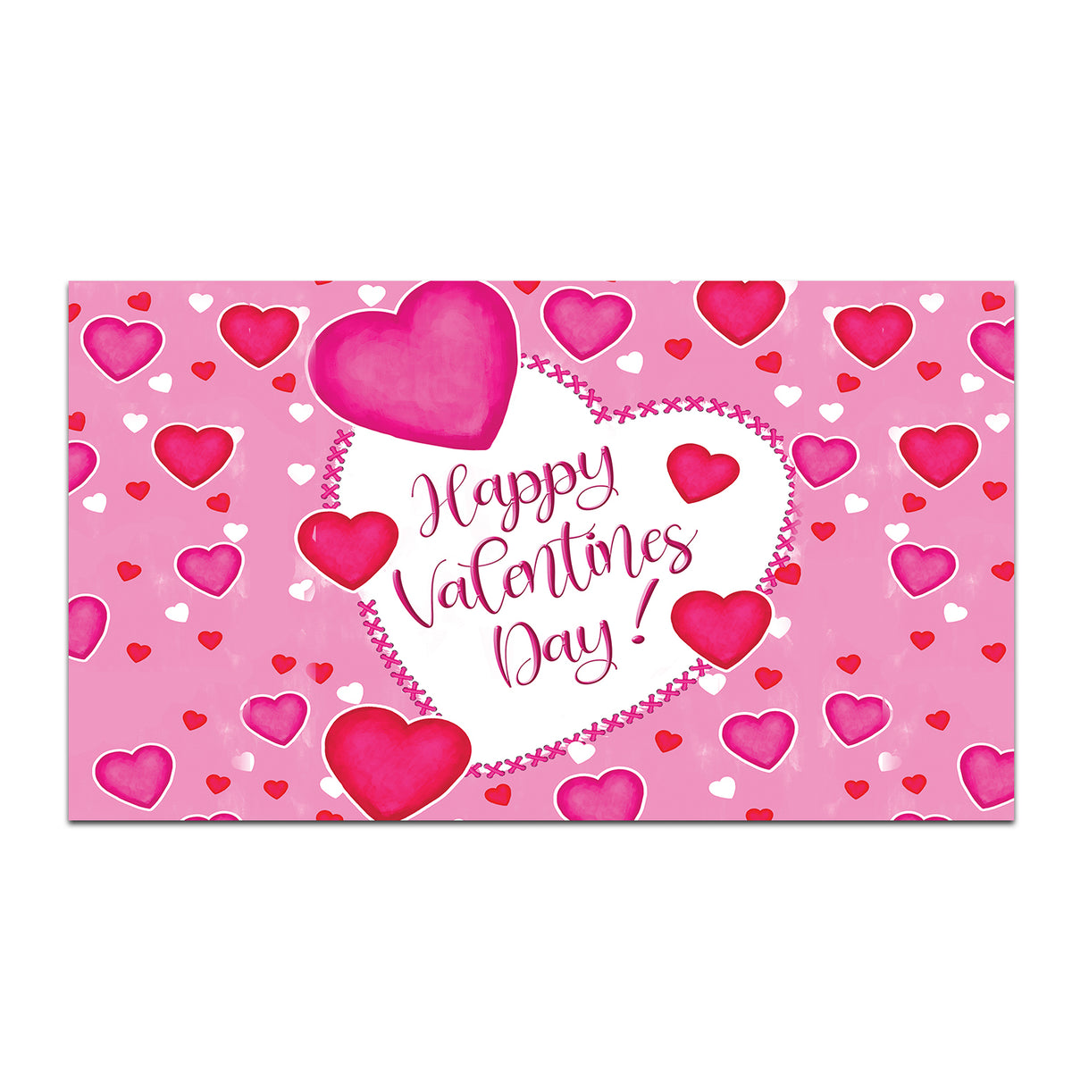 Happy Valentine's Day Hearts Double Sided Doormat 17.5" x 29"