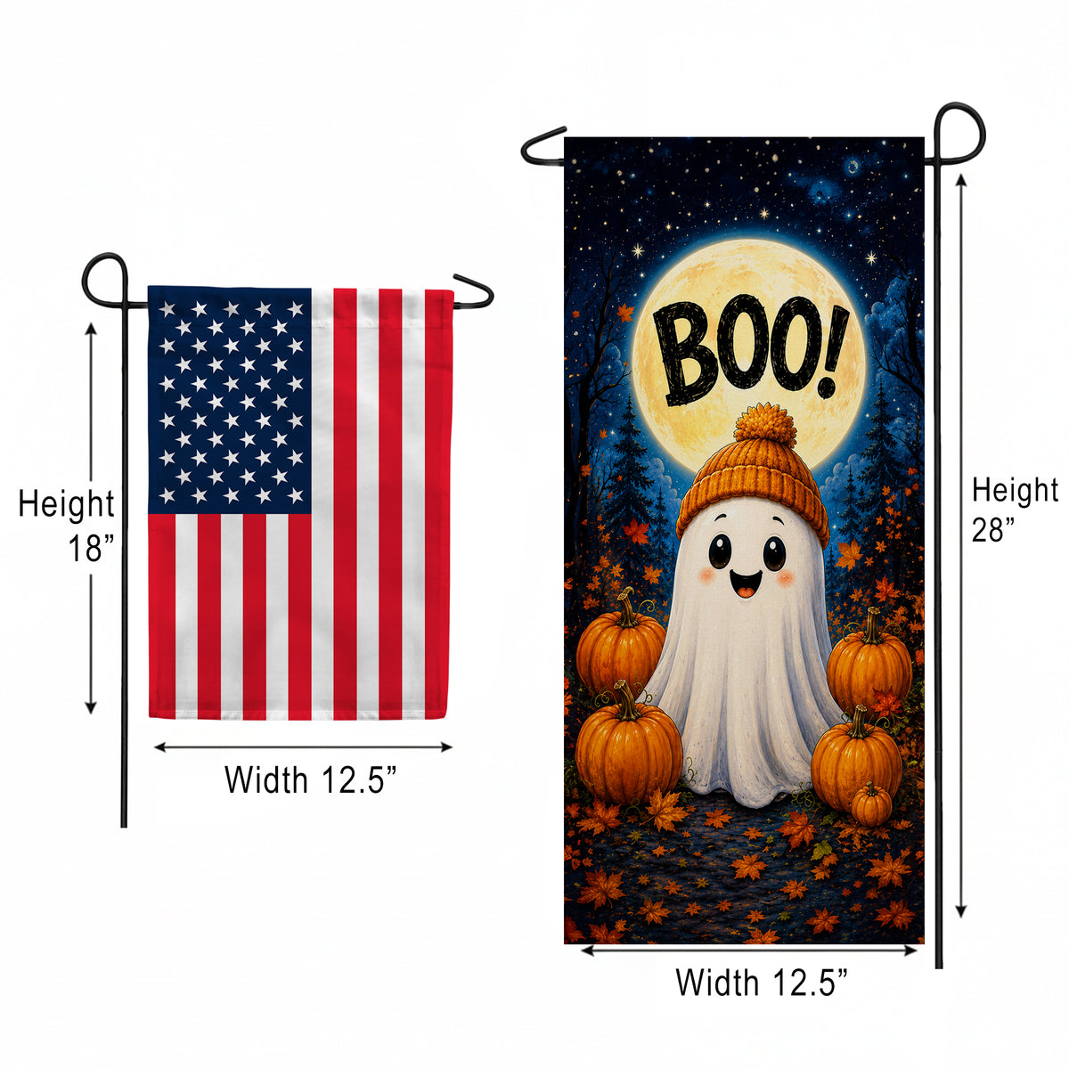 America Forever Boo Ghost With Pumpkins Halloween Garden Banner Flag