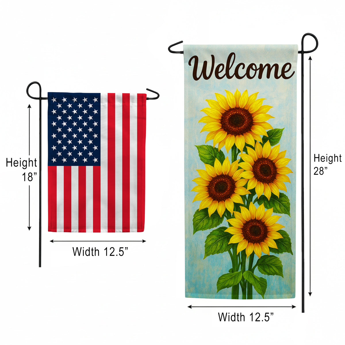 America Forever Welcome Sunflower Blooms Garden Banner Flag