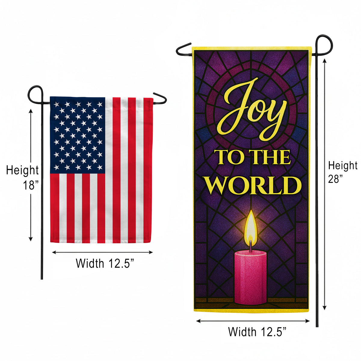 America Forever Joy to the World Stained Glass Garden Banner Flag