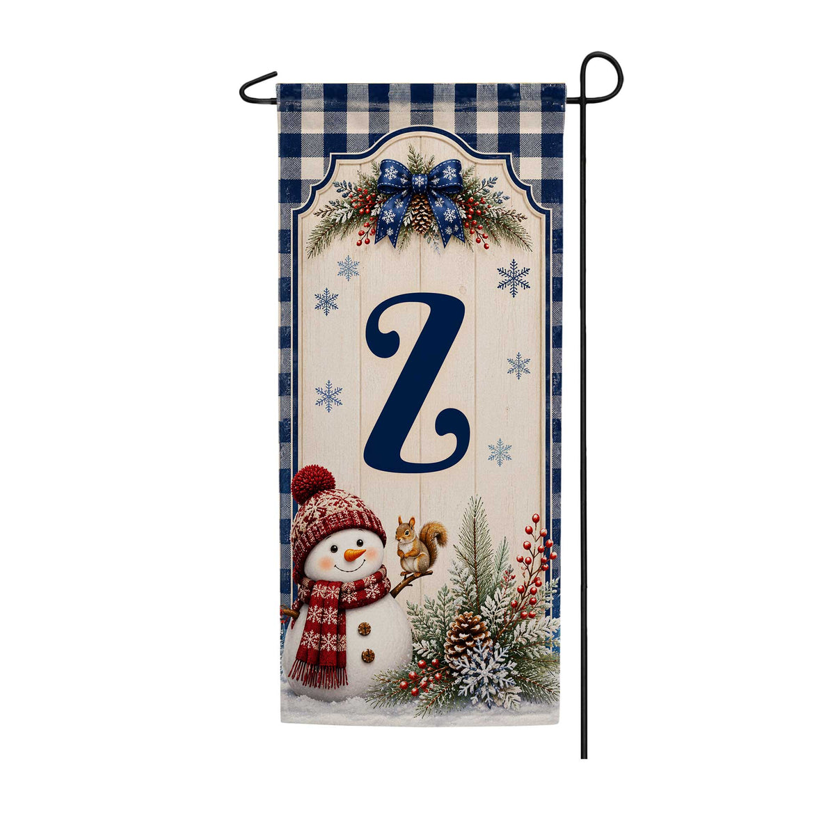 America Forever Winter Snowman Monogram Banner Flag