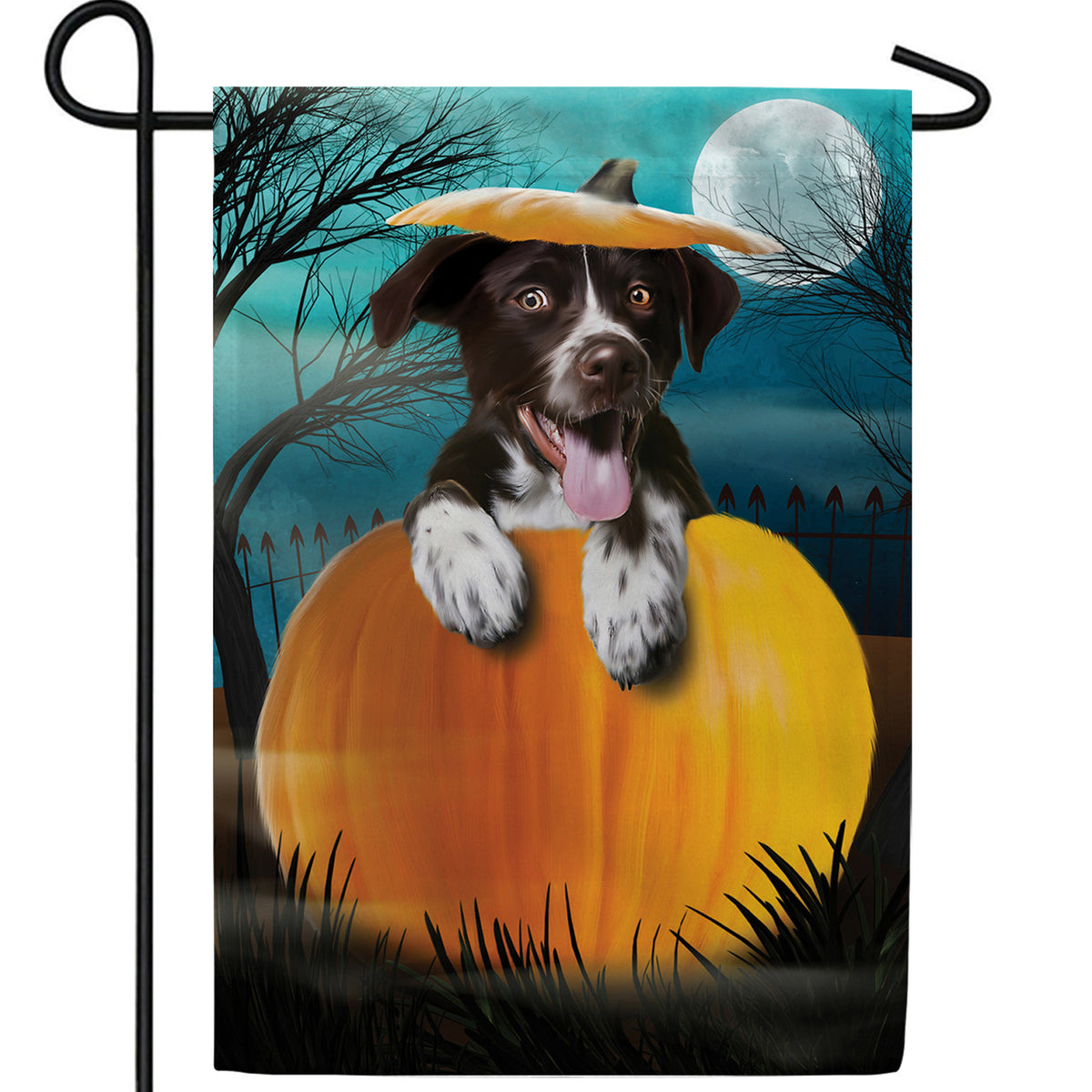 America Forever Pup In Pumpkin Garden Flag