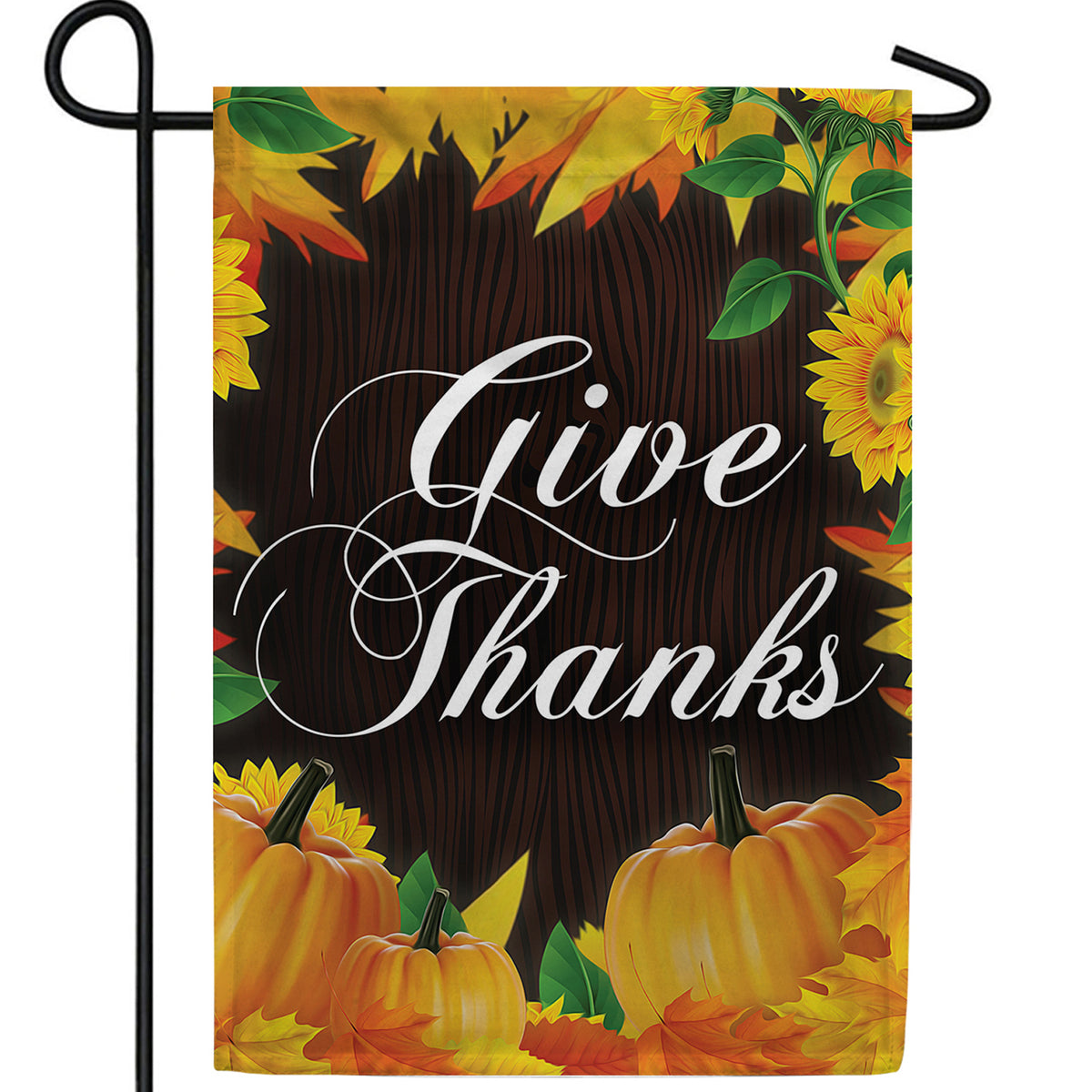 America Forever Give Thanks On Wood Grain Garden Flag