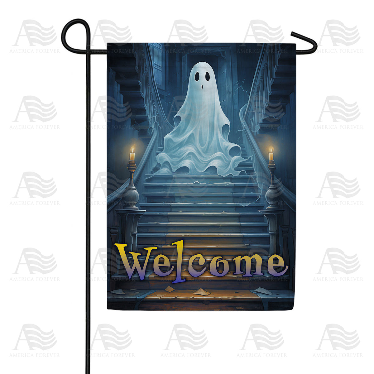 America Forever Welcome To The Haunted House Garden Flag