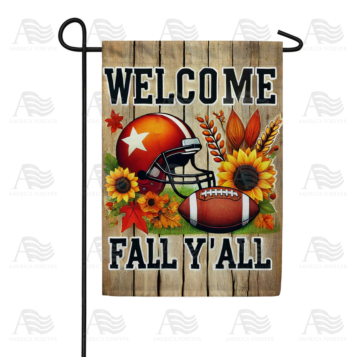 America Forever Welcome Fall Y??ll Football Garden Flag