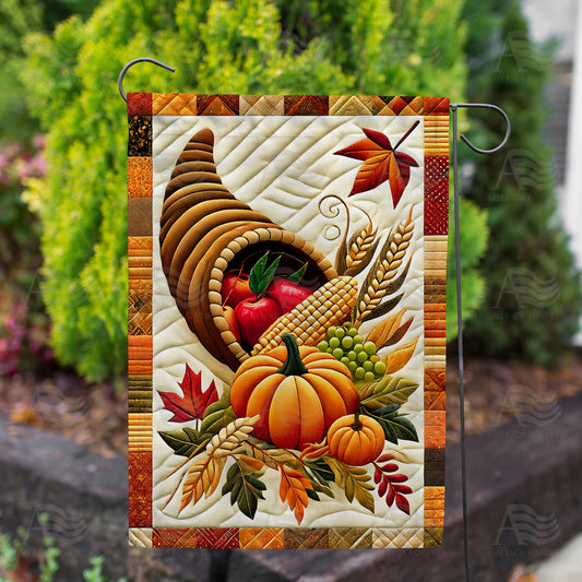America Forever Cornucopia Harvest Garden Flag