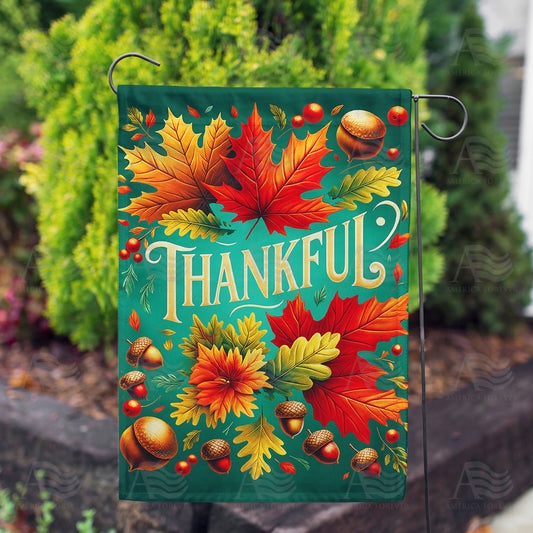 America Forever Thankful Autumn Leaves Garden Flag