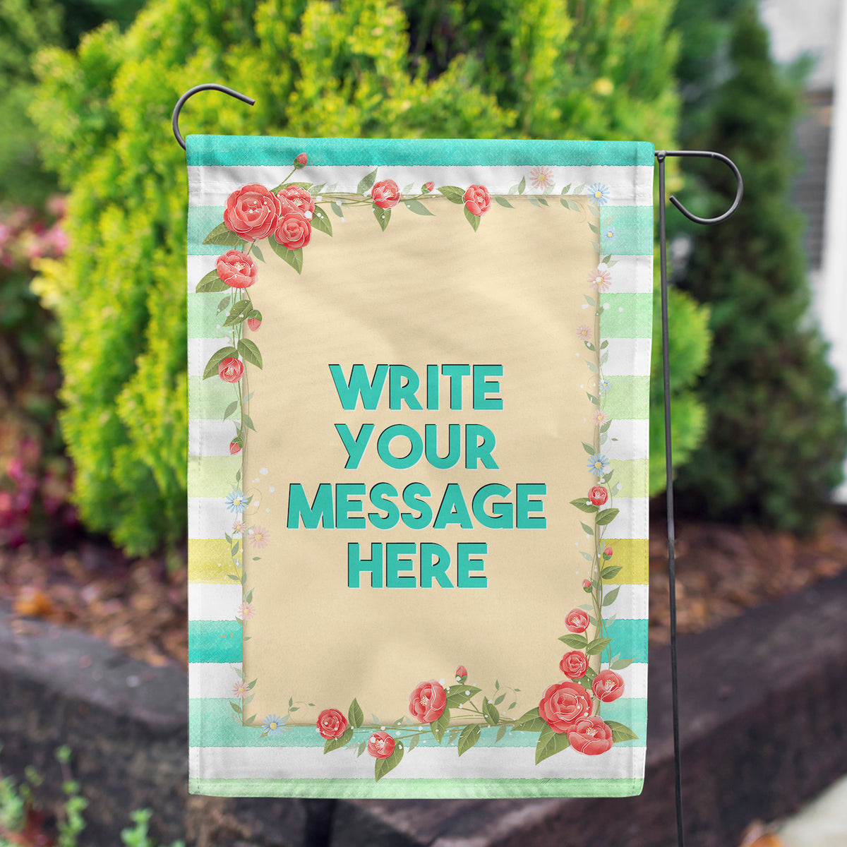 America Forever Personalized Watercolor Stripes Message Garden Flag