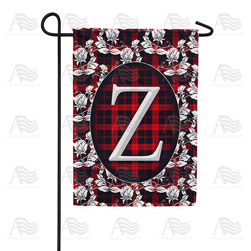 America Forever Elegant Red And Black Plaid Monogram Garden Flag