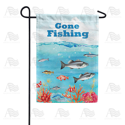 America Forever Gone Fishing Garden Flag