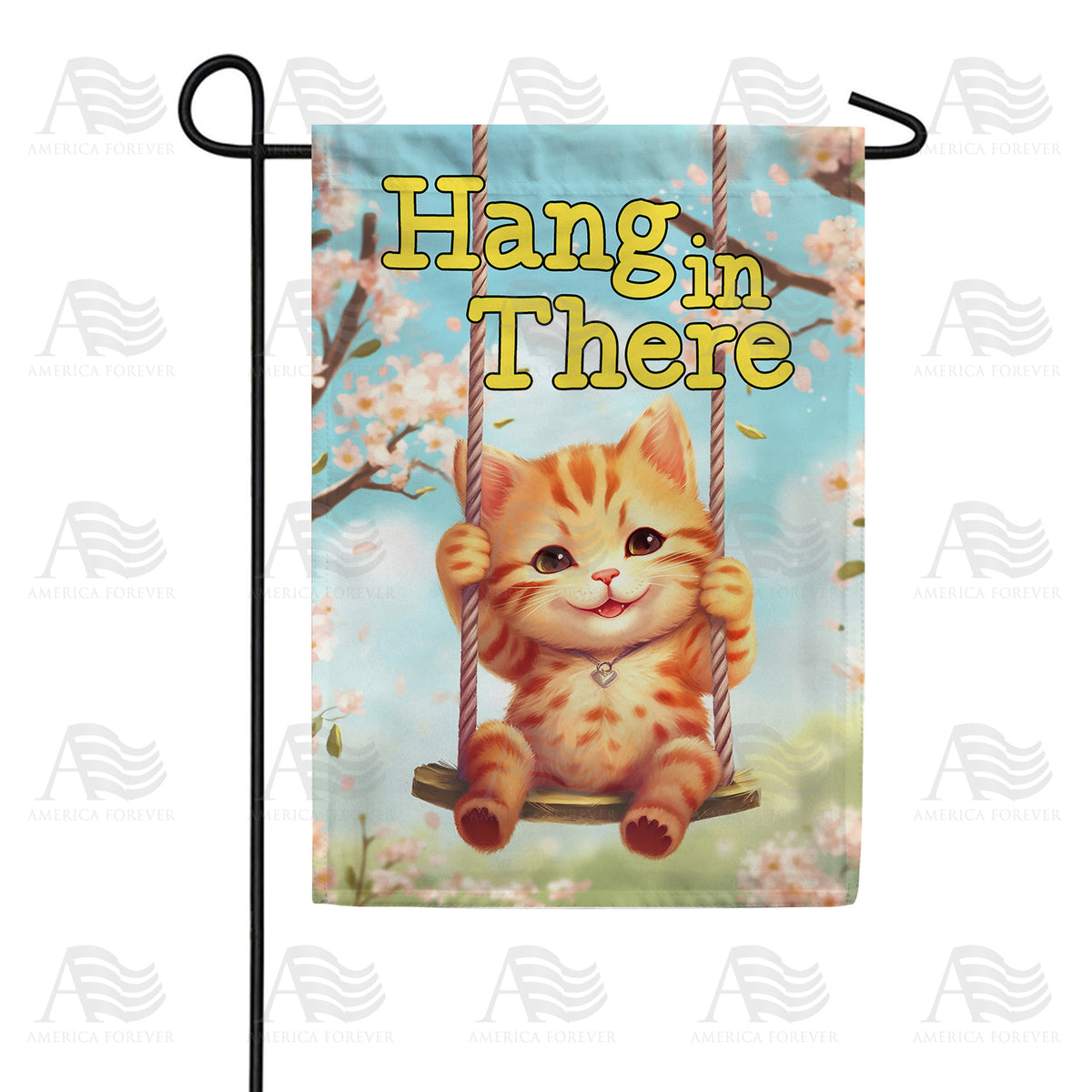 America Forever Hang In There Kitty Garden Flag