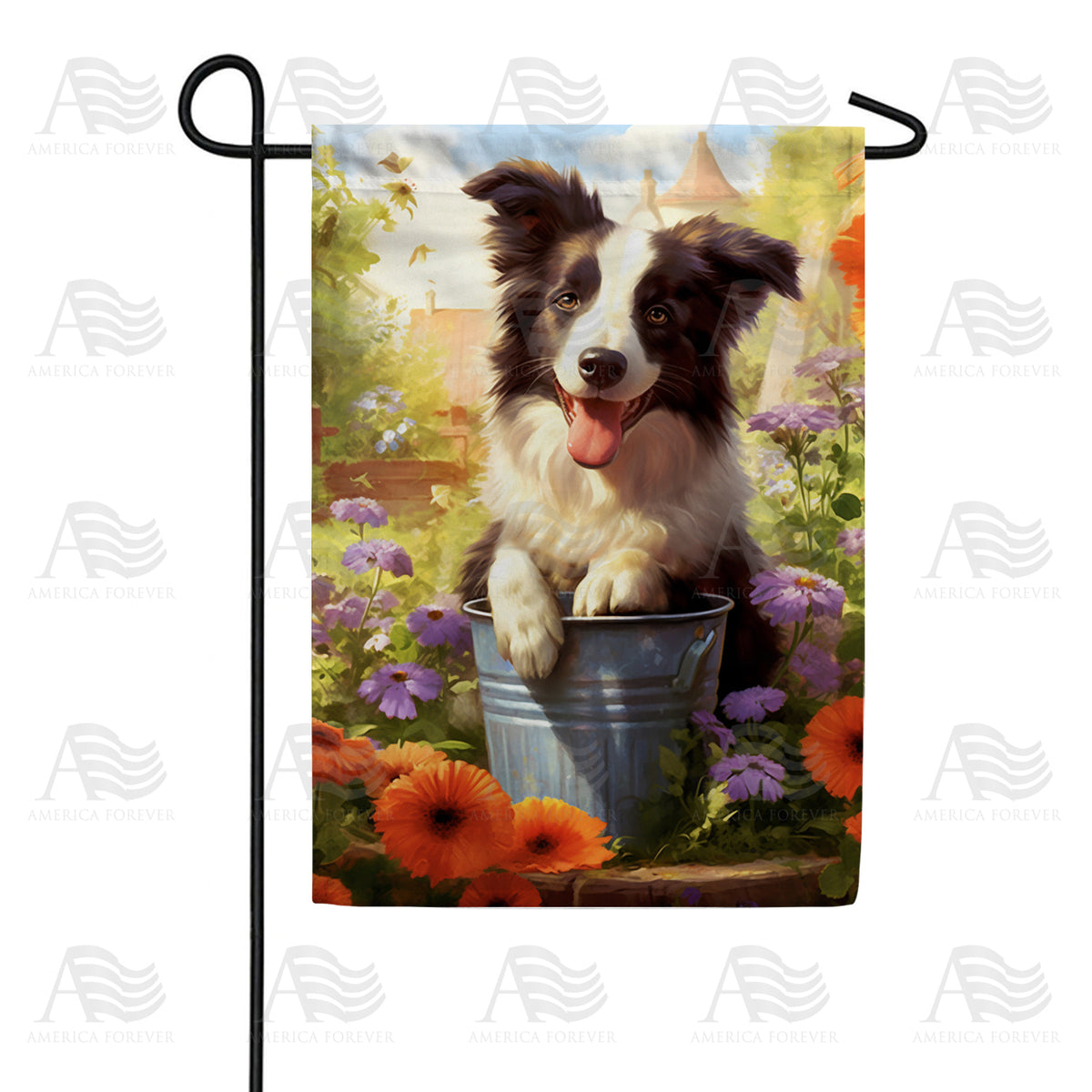 America Forever Border Collie Garden Flag