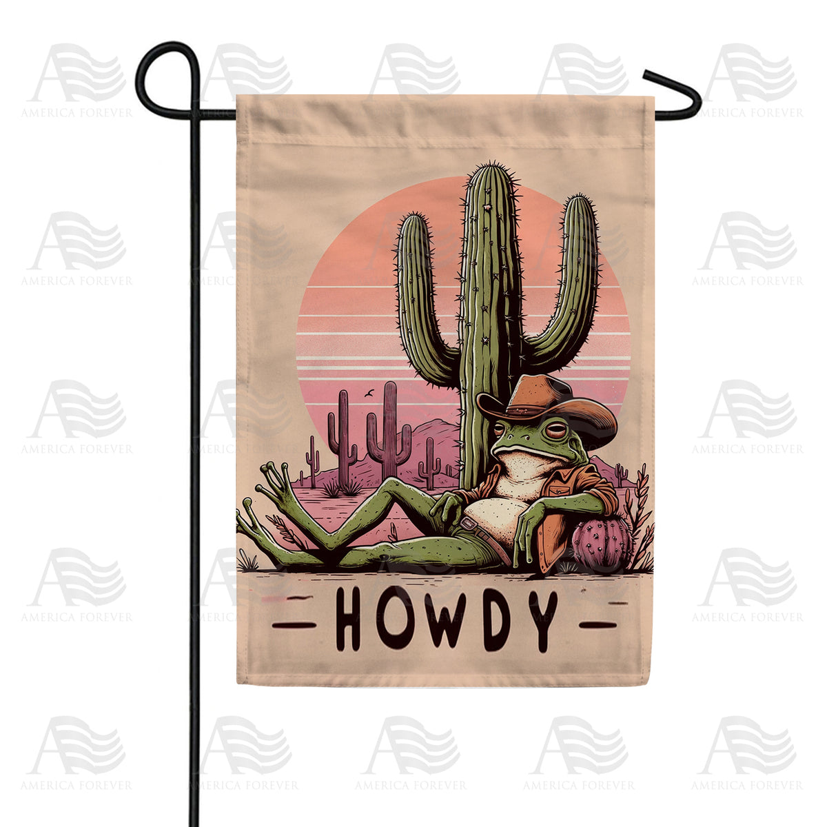America Forever Desert Cowboy Frog Garden Flag