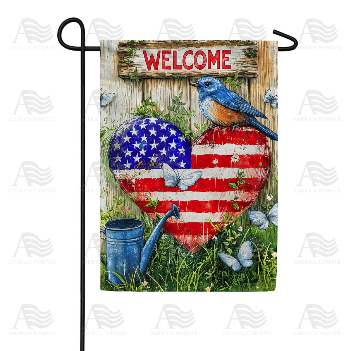 America Forever Patriotic Bluebird Welcome Garden Flag
