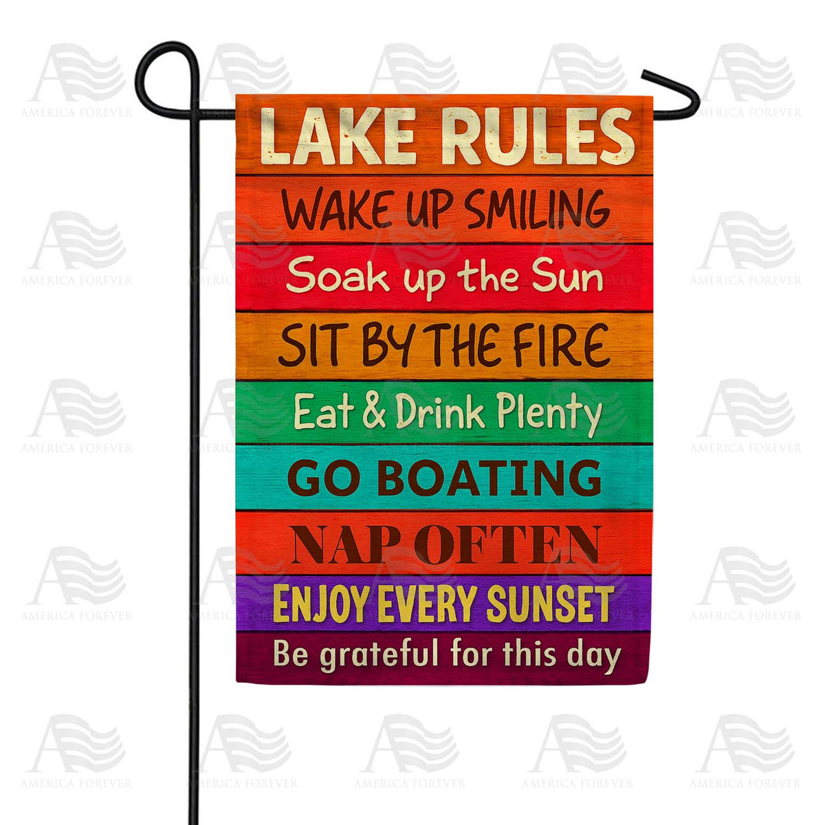 Lake Rules Colorful Garden Flag