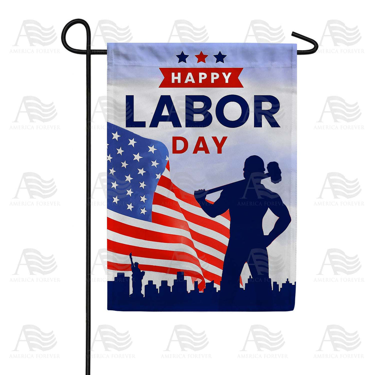 Happy Labor Day American Worker Garden Flag
