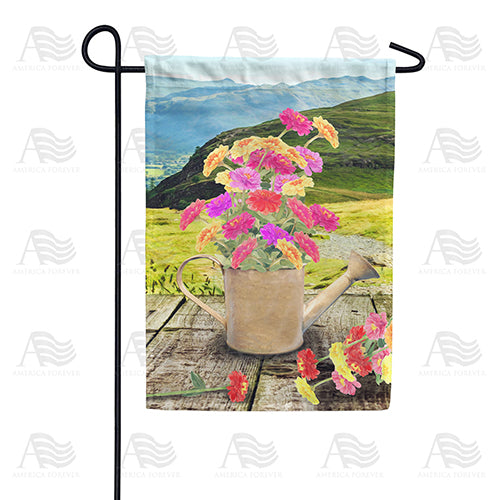 America Forever Mountain Zinnias Garden Flag