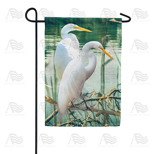 America Forever White Egrets Garden Flag