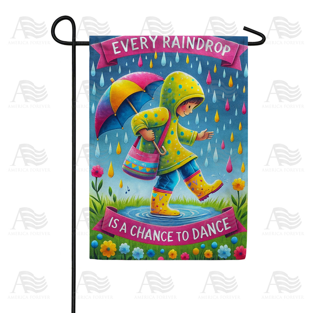 America Forever Rainy Day Dance Celebration Garden Flag