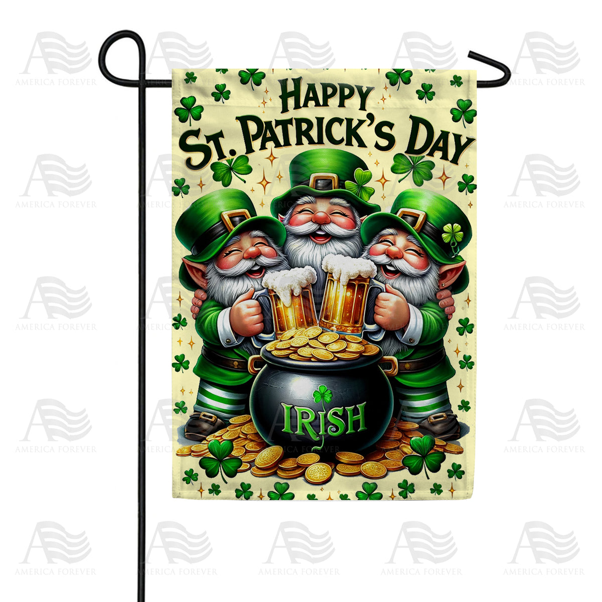 America Forever Leprechaun Trio Festivities Garden Flag