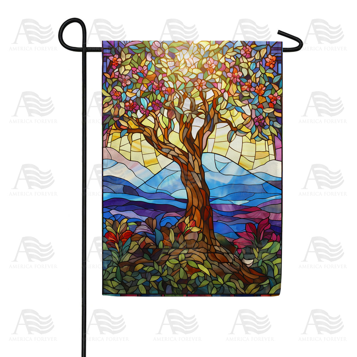 America Forever Stained Glass Tree of Life Garden Flag