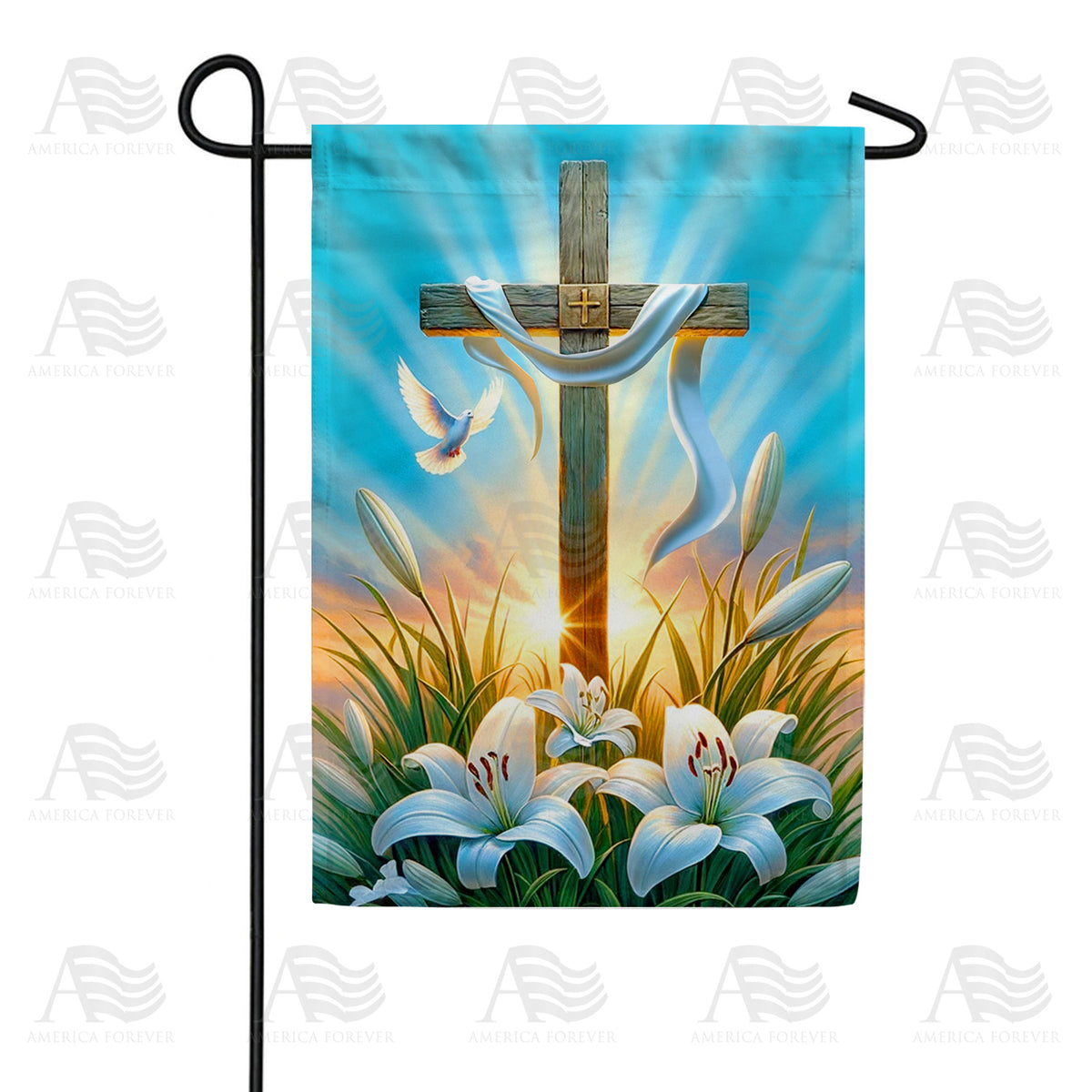 America Forever Dawn of Hope Cross Garden Flag