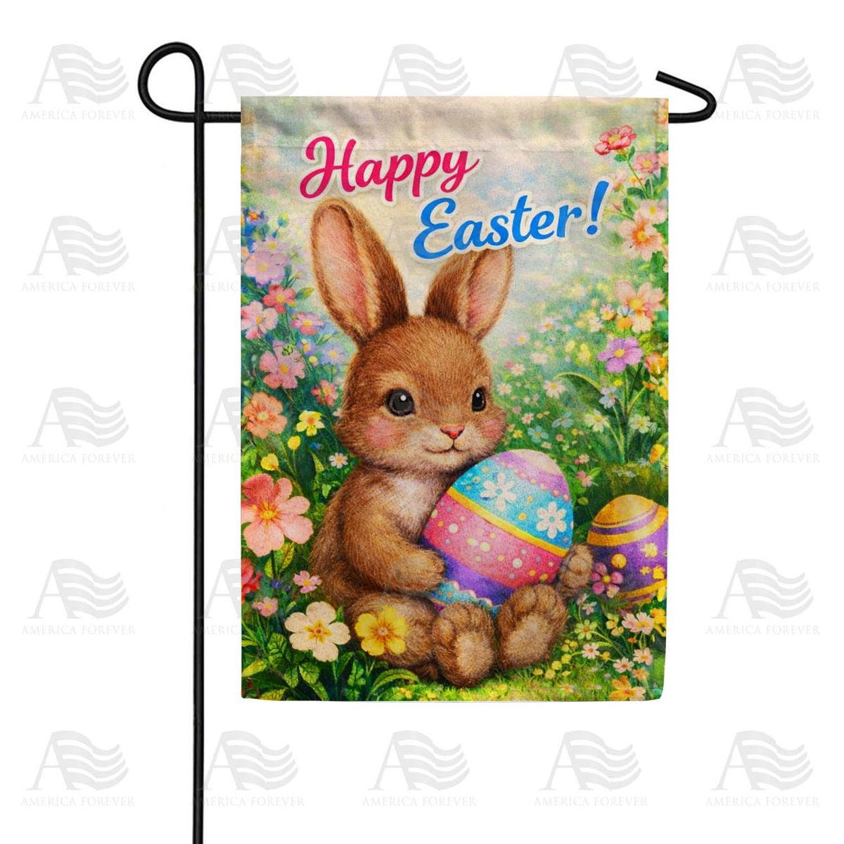 Happy Easter Bunny Eggs Garden Flag