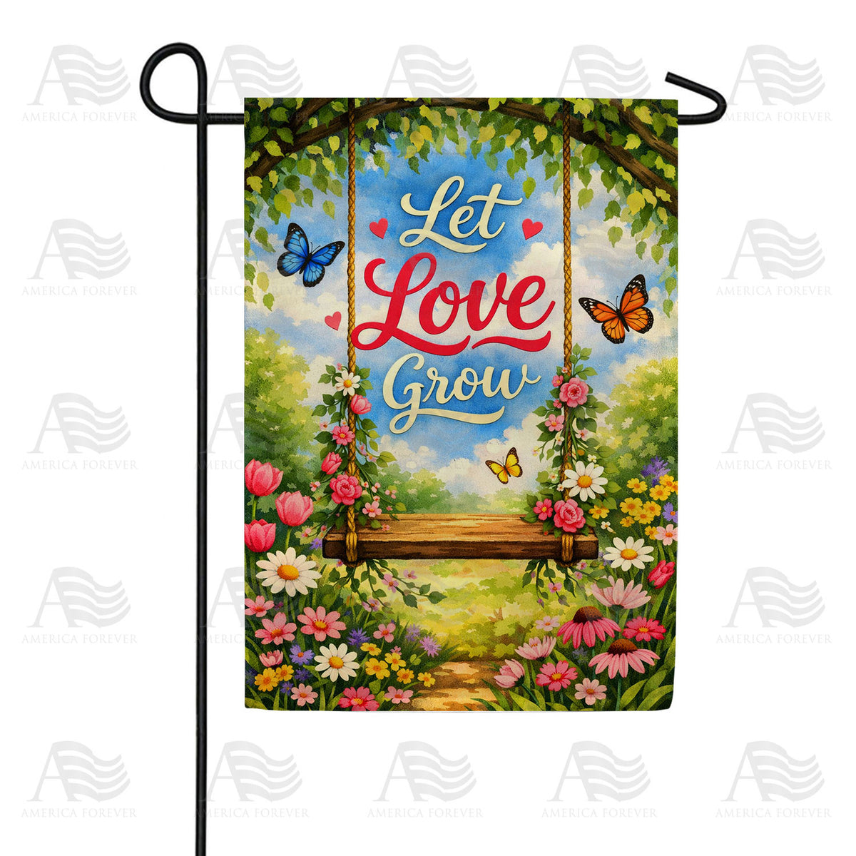Let Love Grow Spring Floral Swing Garden Flag