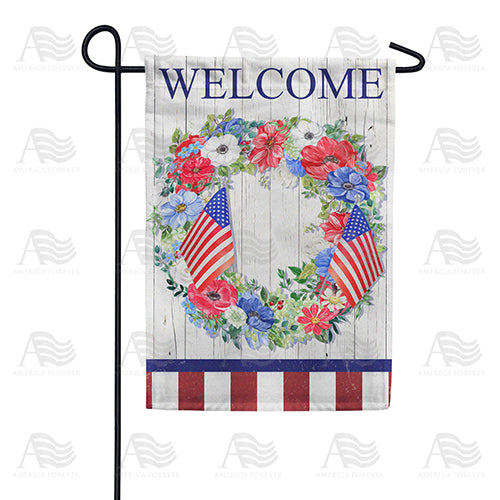 America Forever Patriotic Wreath Garden Flag