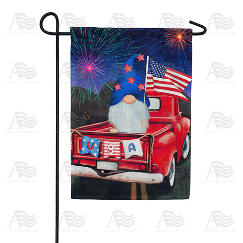 America Forever Fireworks Watching Gnome Garden Flag