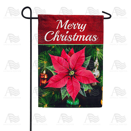 America Forever Merry Christmas Poinsettia And Ornaments Garden Flag