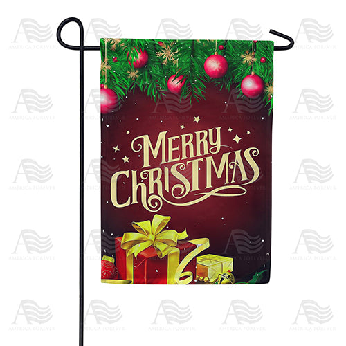 America Forever Merry Christmas Foil Wrapped Gifts Garden Flag