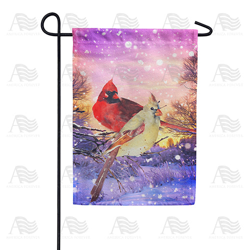 America Forever Winter Cardinals Painting Garden Flag