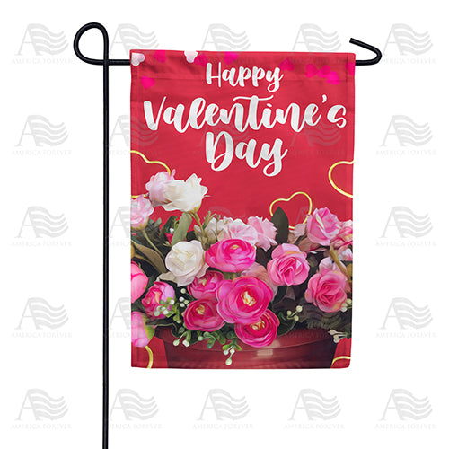 America Forever Happy Valentine's Day Roses Garden Flag