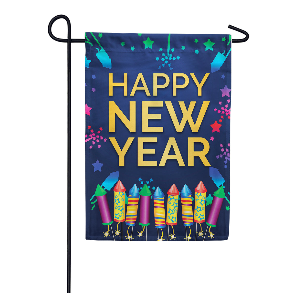 America Forever New Year Rockets Garden Flag