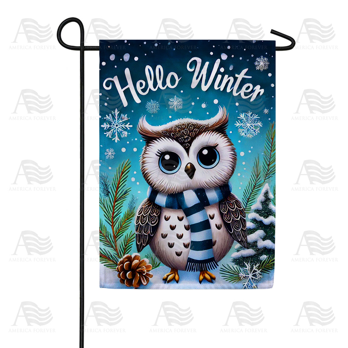 America Forever Hello Winter Owl Garden Flag