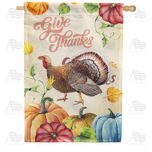 America Forever Give Thanks Watercolor House Flag