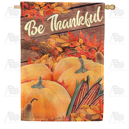 America Forever Be Thankful Pumpkin House Flag