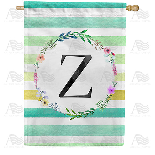 America Forever Blue Striped Watercolor Monogram House Flag
