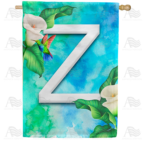 America Forever Hummingbird At Lily Monogram House Flag