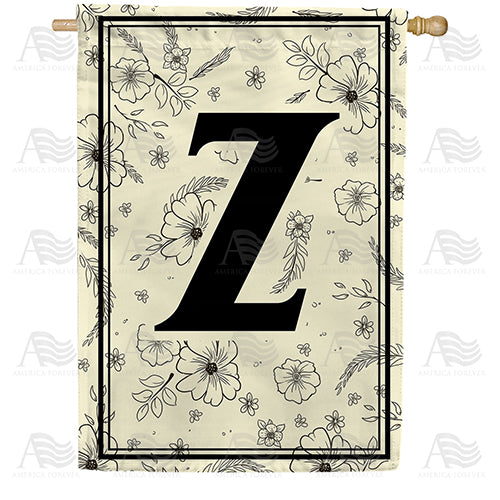 America Forever Flower Sketchings Monogram House Flag