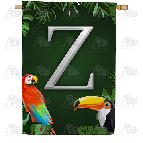 America Forever Tropical Birds Monogram House Flag
