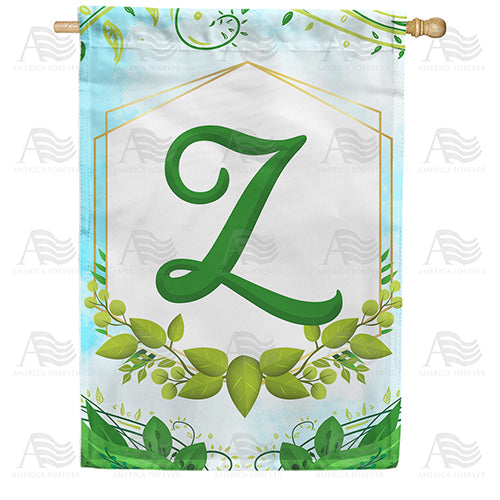 America Forever Rose Greenery Monogram House Flag