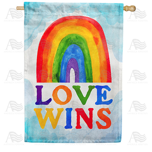 America Forever Love Wins Watercolor House Flag