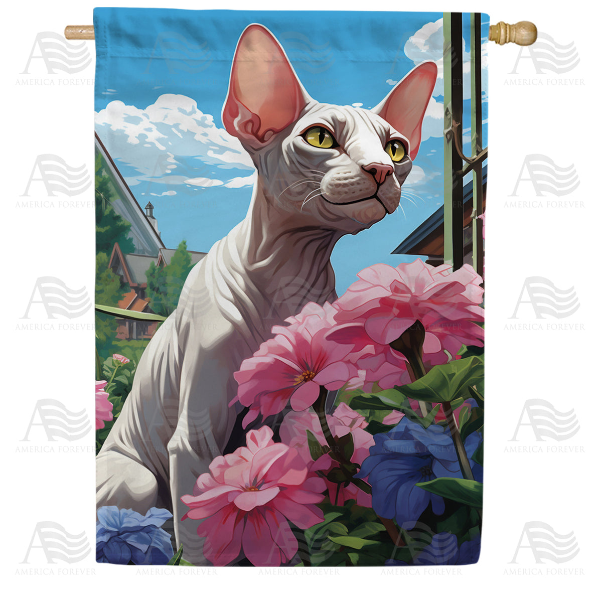 America Forever White Sphynx House Flag