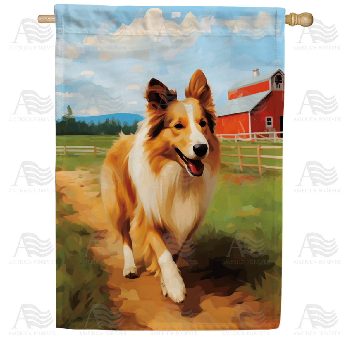 America Forever Country Collie House Flag