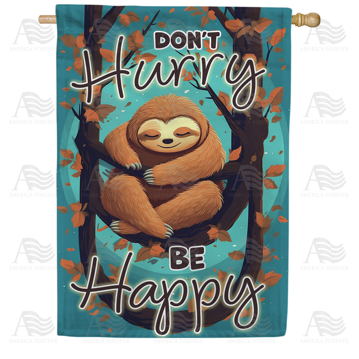 America Forever Happy Sloth House Flag