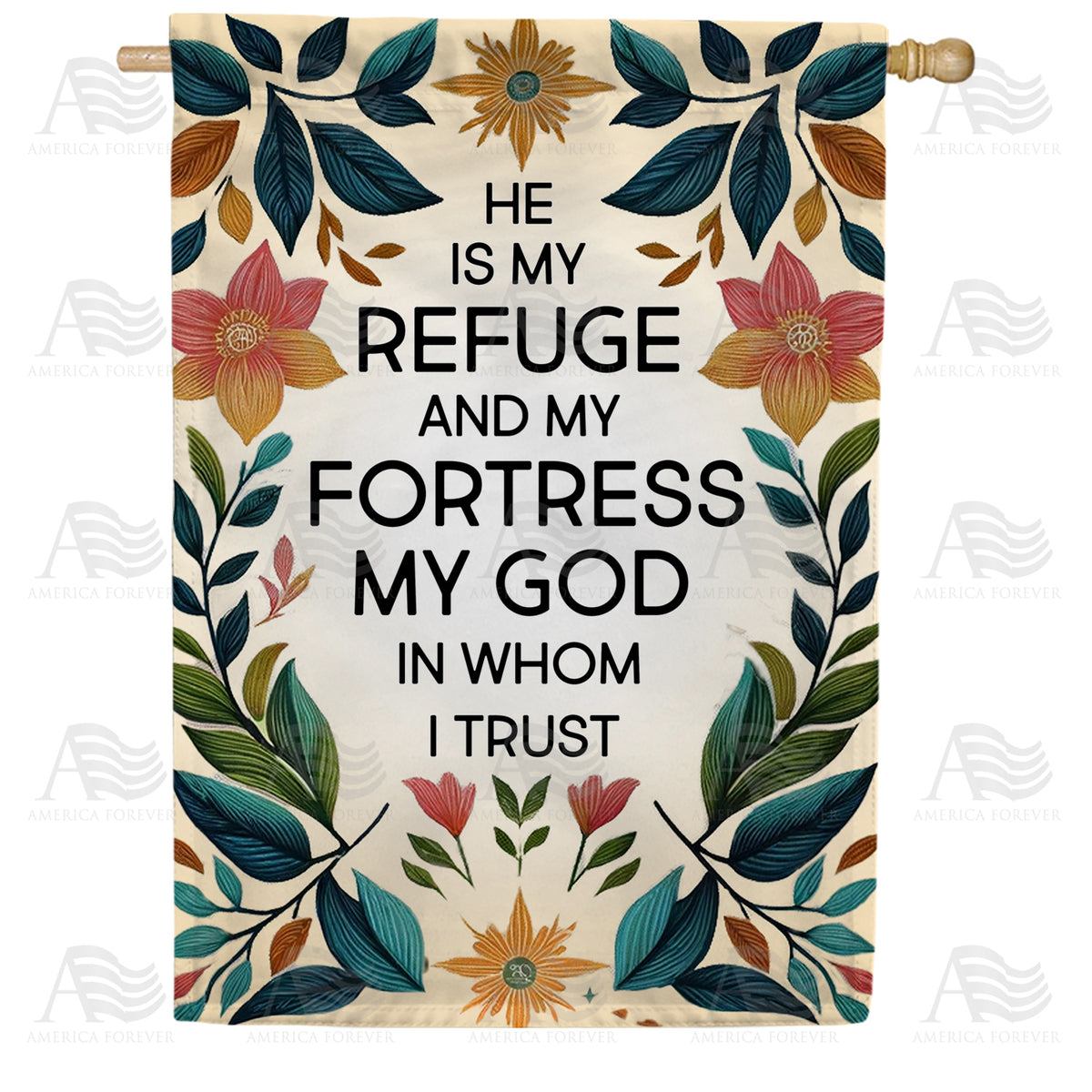 America Forever Floral Faith Quote House Flag
