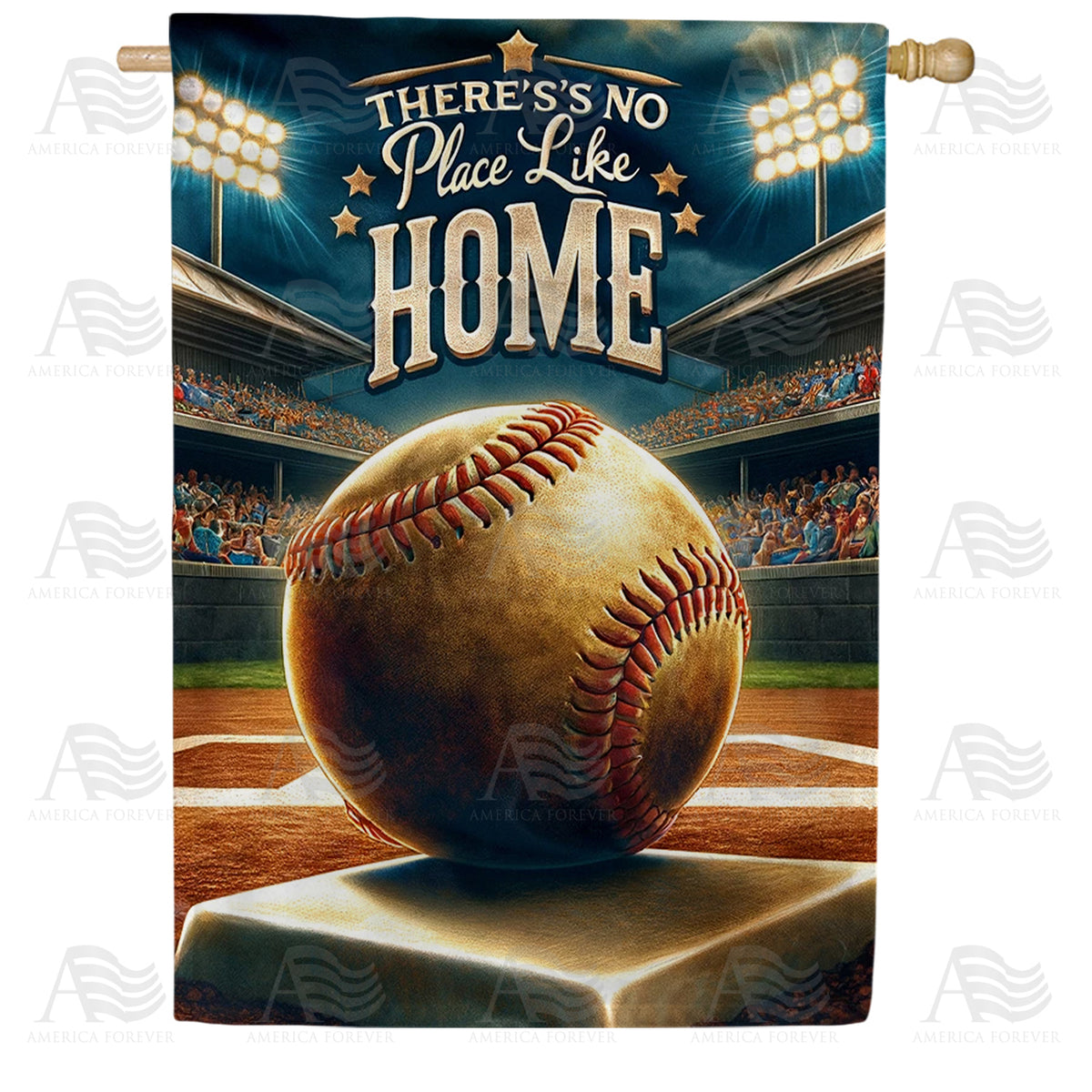 America Forever Home Base Baseball Stadium House Flag