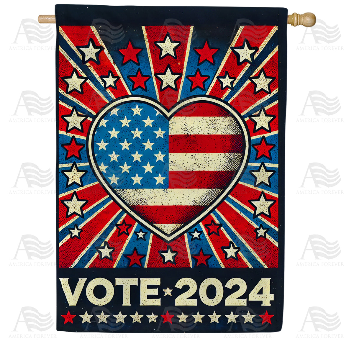 America Forever Patriotic Heart Vote 2024 House Flag